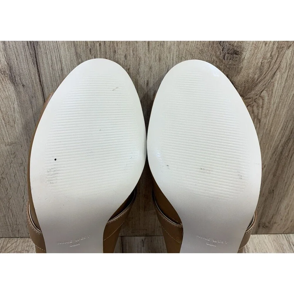 Nine West Womens Gerri Block Heel Slip On Open Toe Shoes Zipper Accent  Sz 9.5 M - Picture 13 of 16